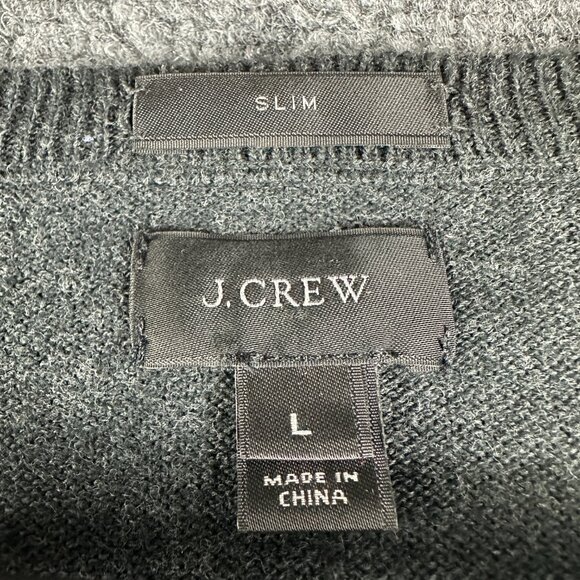 J Crew Sweater Mens Large Cotton Cashmere Charcoal Gray V Neck Long Sleeve - Picture 4 of 7